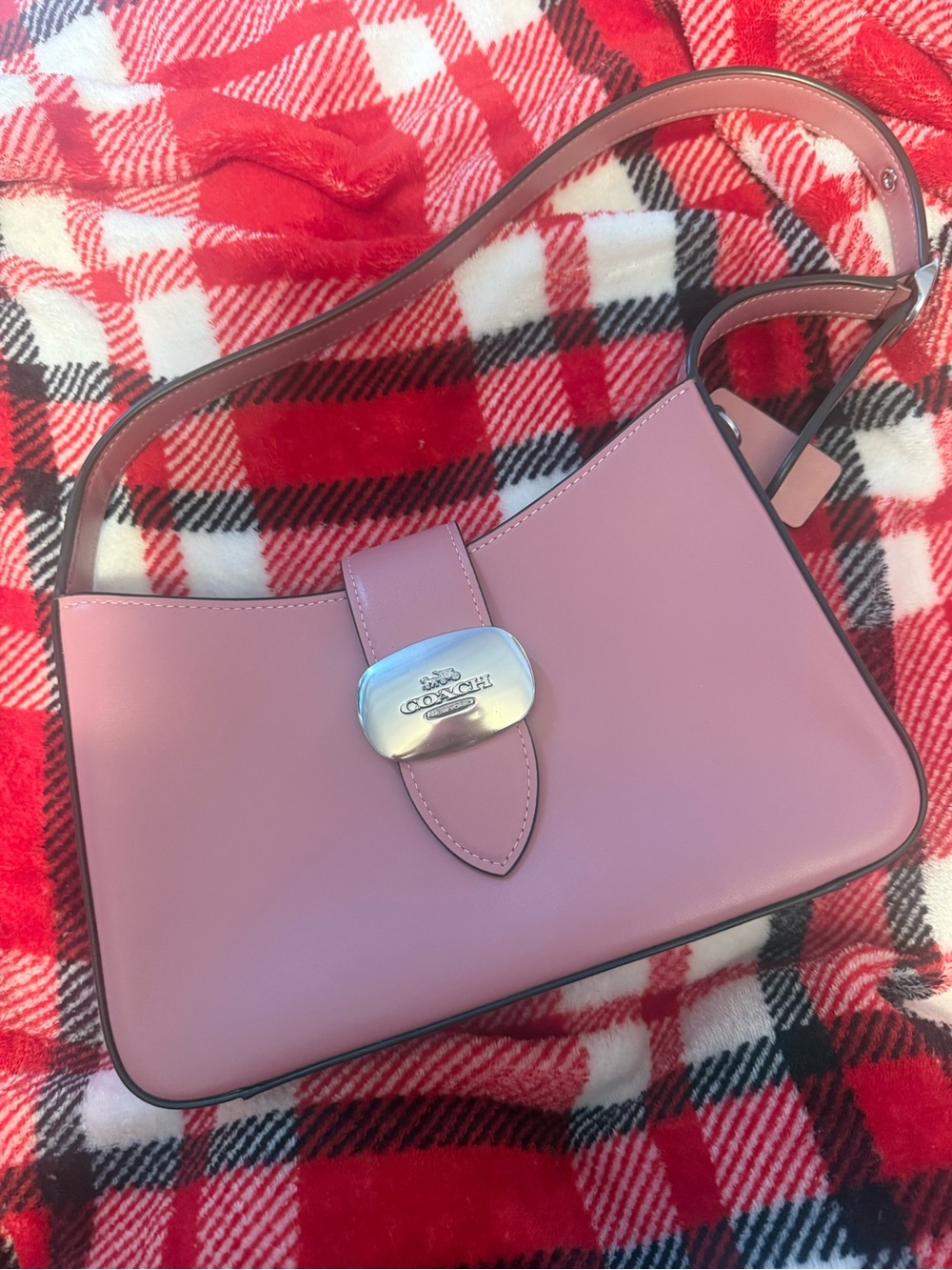 Coach Dusty Pink Leather Shoulder Bag with Silver Hardware